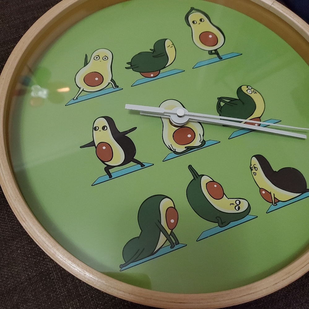 avocado yoga pose poster clock